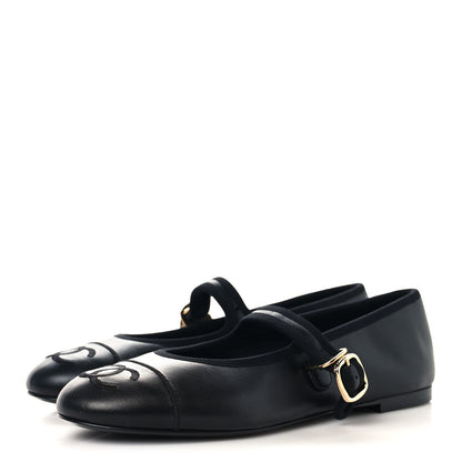 Chanel Lambskin Mary Jane Flats 38 Black 4 of 9