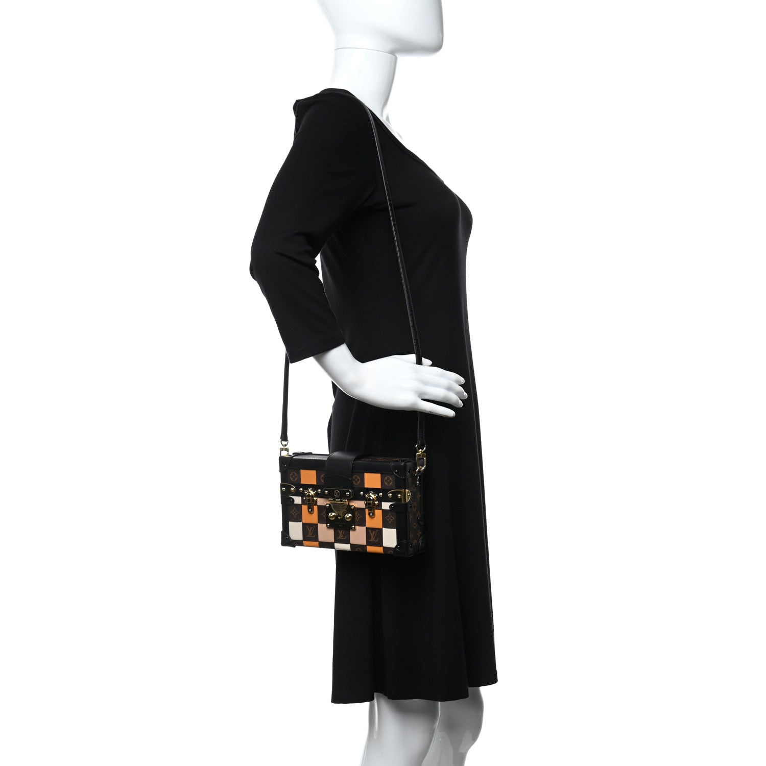 Louis Vuitton Monogram Tressage Petite Malle Beige White Orange 2 of 9