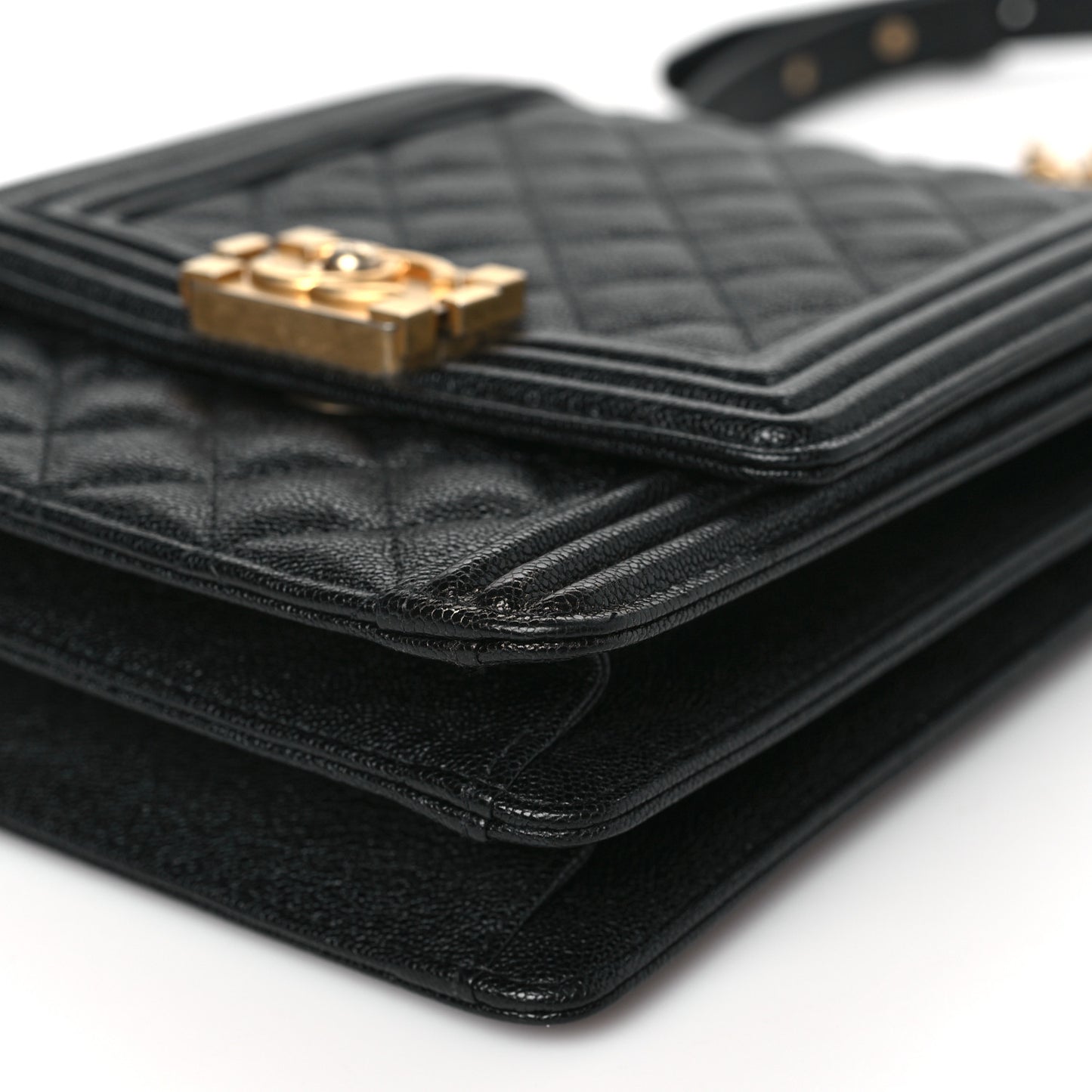 Caviar Quilted North South Boy Flap Black