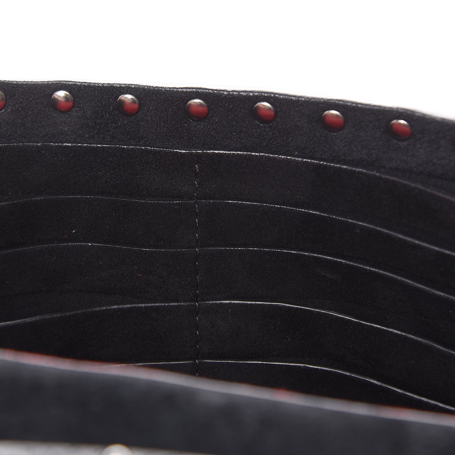 Craquele Nappa Rockstud Spike Wallet on Chain Black