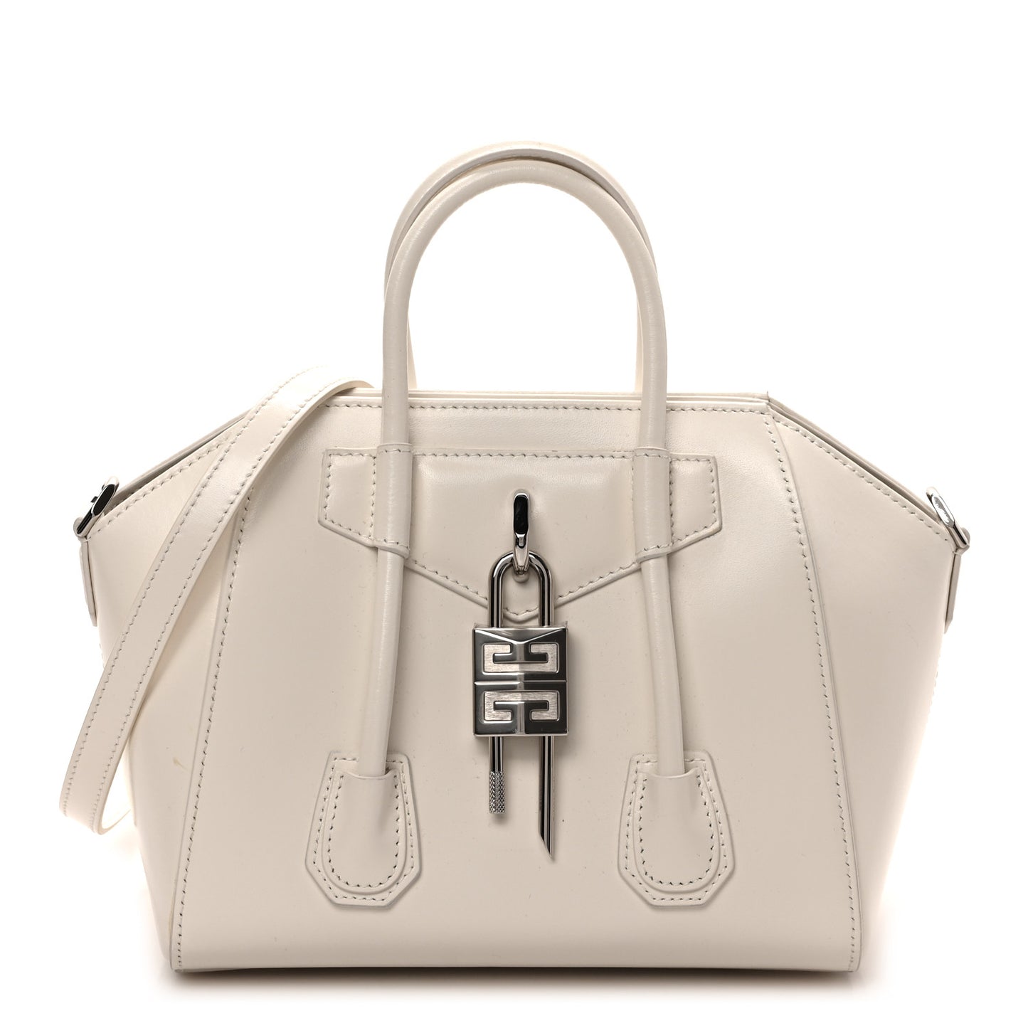 Box Calfskin Mini Lock Antigona Shoulder Bag Ivory