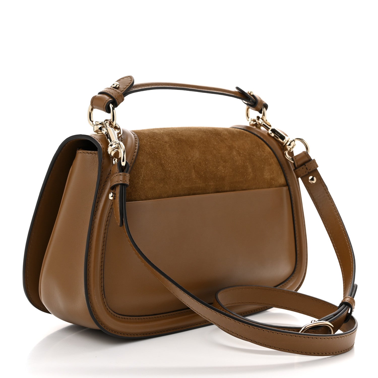 Gucci Suede Roxy Calfskin Large Blondie Top Handle Flap Bag Light Brown 3 of 11
