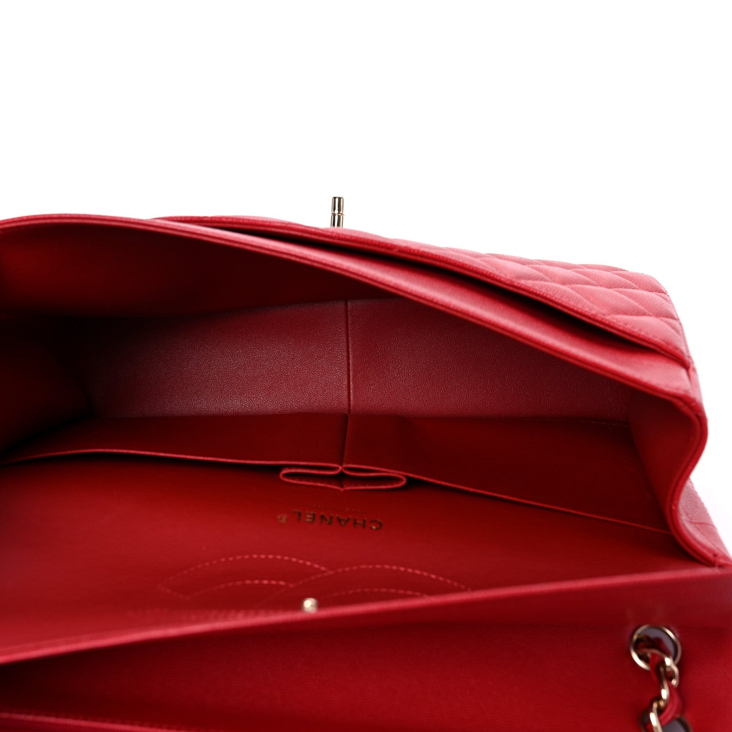 Chanel Caviar Quilted Jumbo Double Flap Red 5 of 11