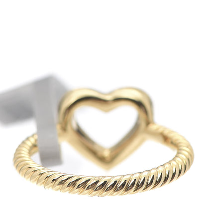 David Yurman 18K Yellow Gold Red Enamel Cable Classics Heart Ring 52 6 4 of 5