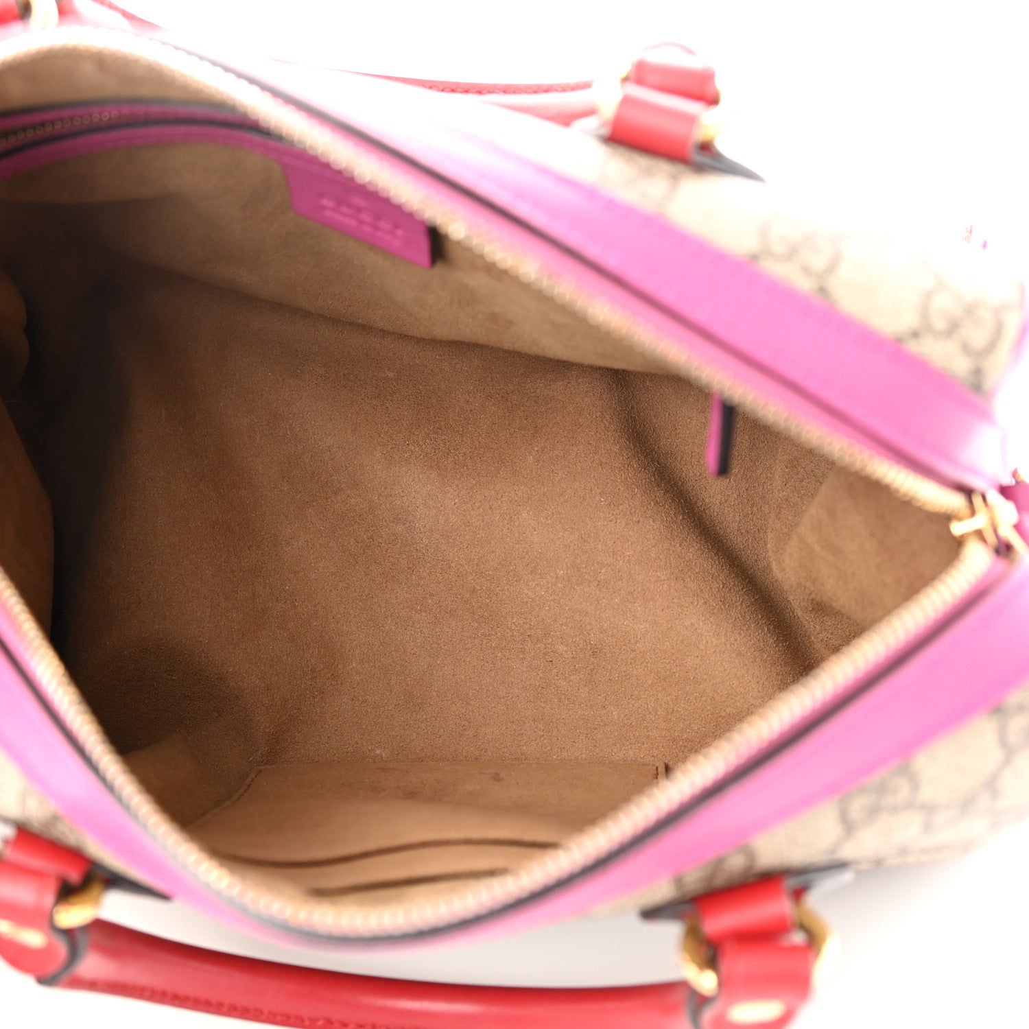 Gucci GG Supreme Monogram Moon Calfskin Small Boston Beige Ebony Hibiscus Red New Rosette 5 of 11