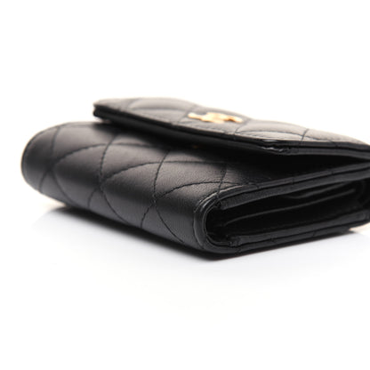 Chanel Lambskin Quilted Small Compact Wallet Black 8 of 13