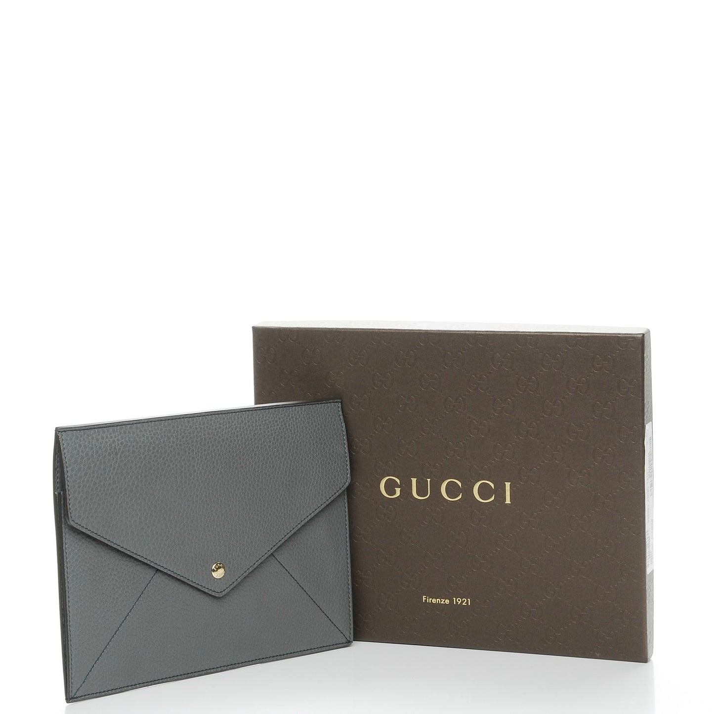 Pebbled Calfskin Soho Document Holder Grey