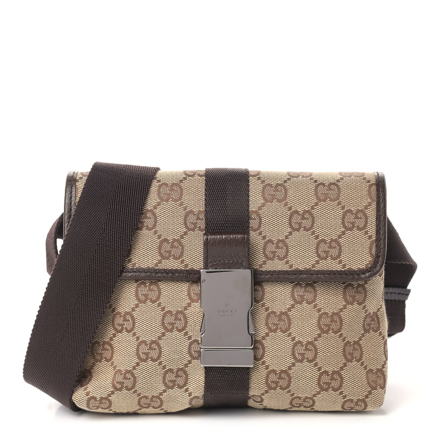 Gucci Monogram Waist Pouch Bag Dark Brown 1 of 9