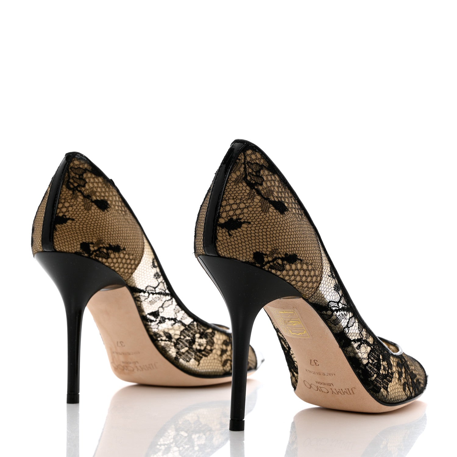 Jimmy Choo Patent Lace Alias Pumps 37 Black 4 of 10