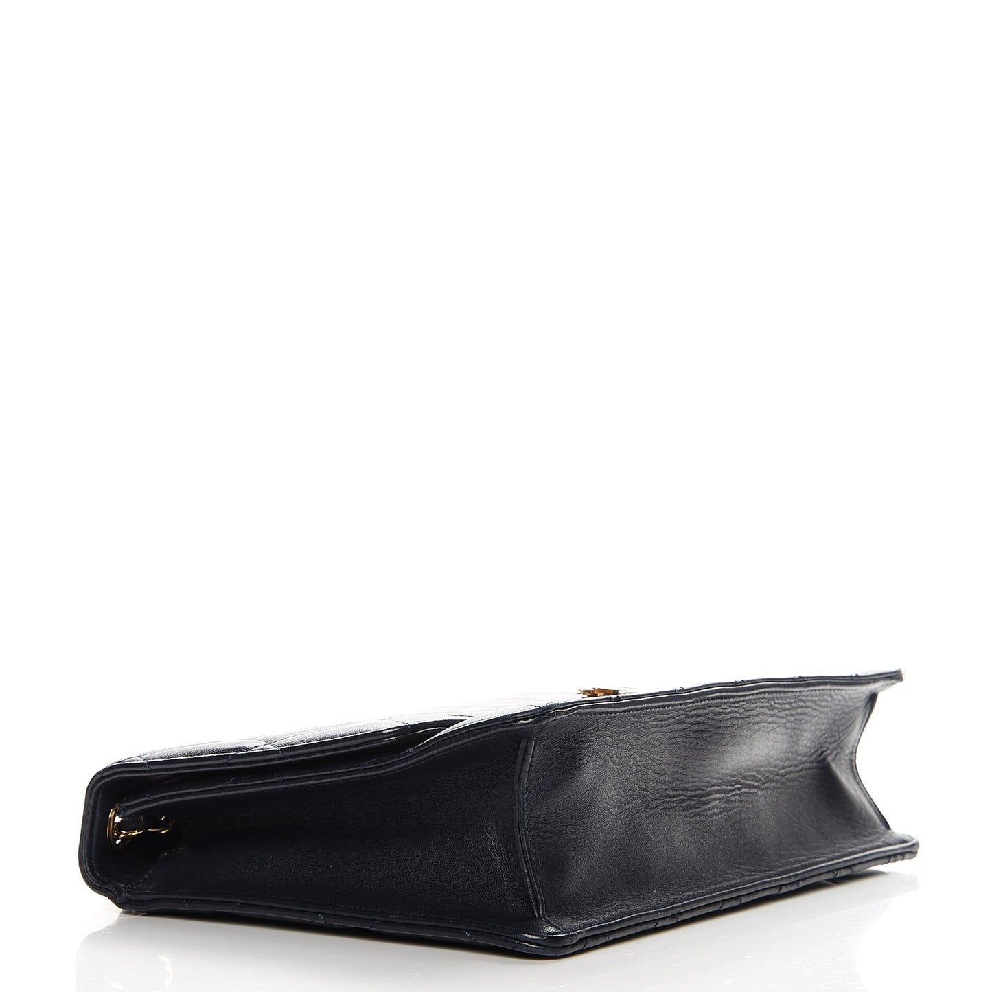 Lambskin Quilted Large Golden Class Flap Navy
