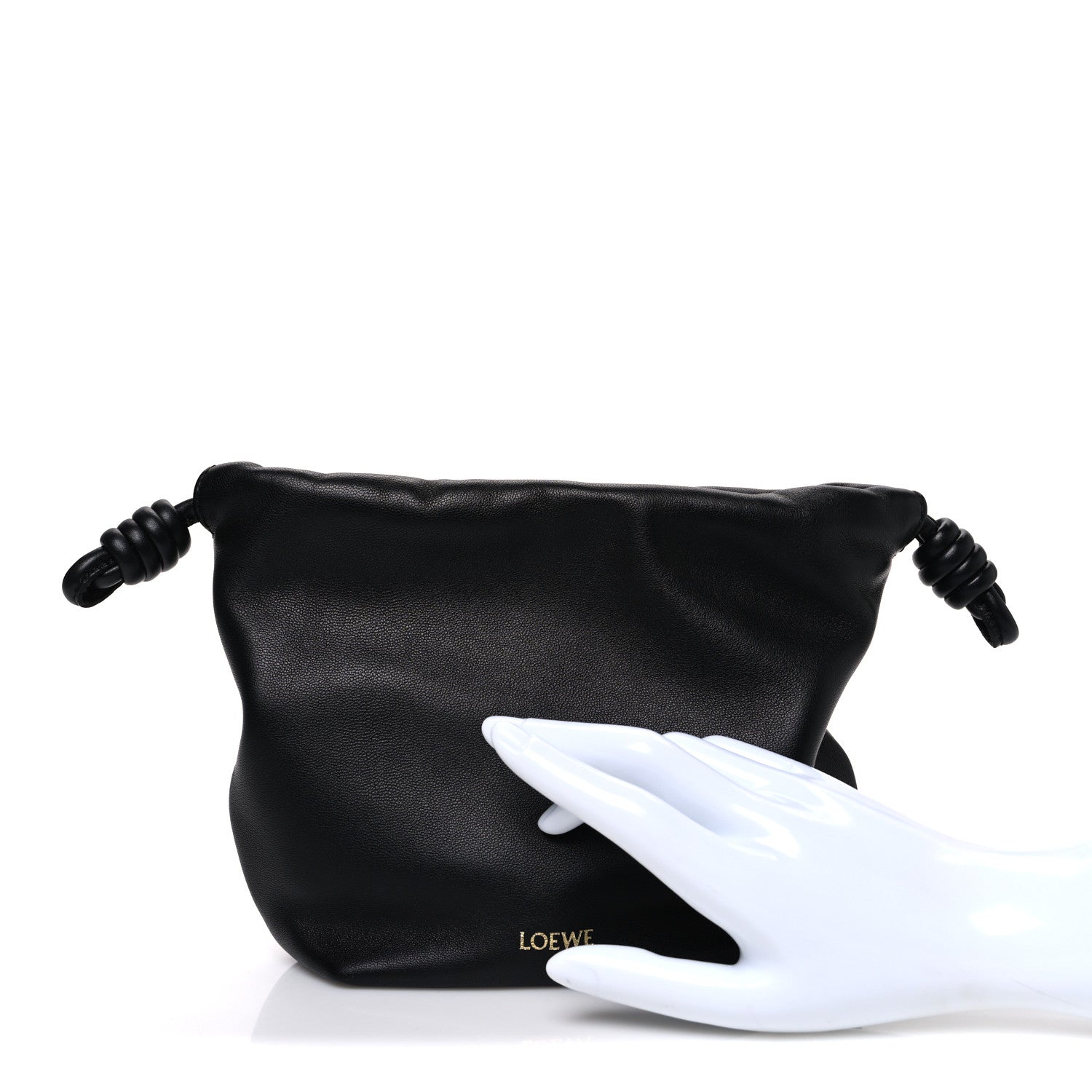 Loewe Mellow Nappa Donut Chain Mini Flamenco Knot Clutch Black 2 of 7