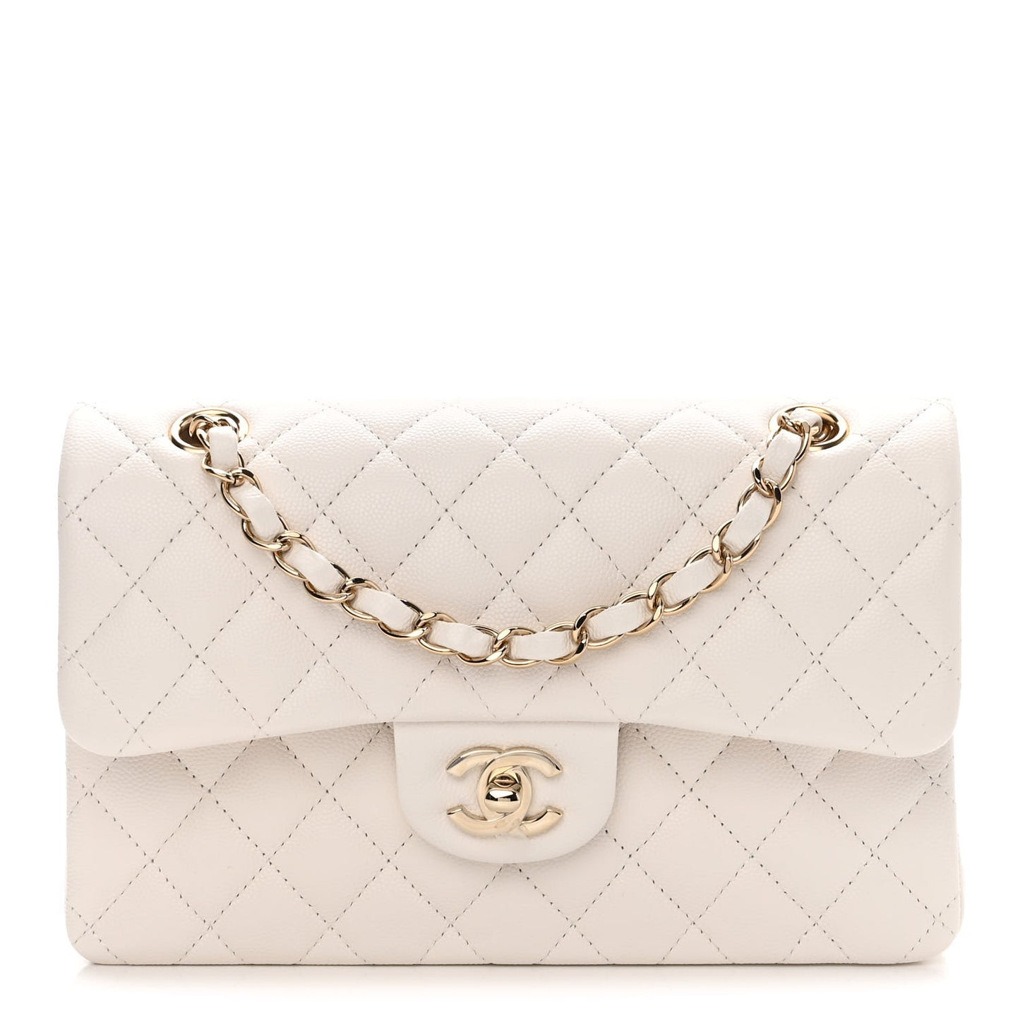 Caviar Quilted Small Double Flap White