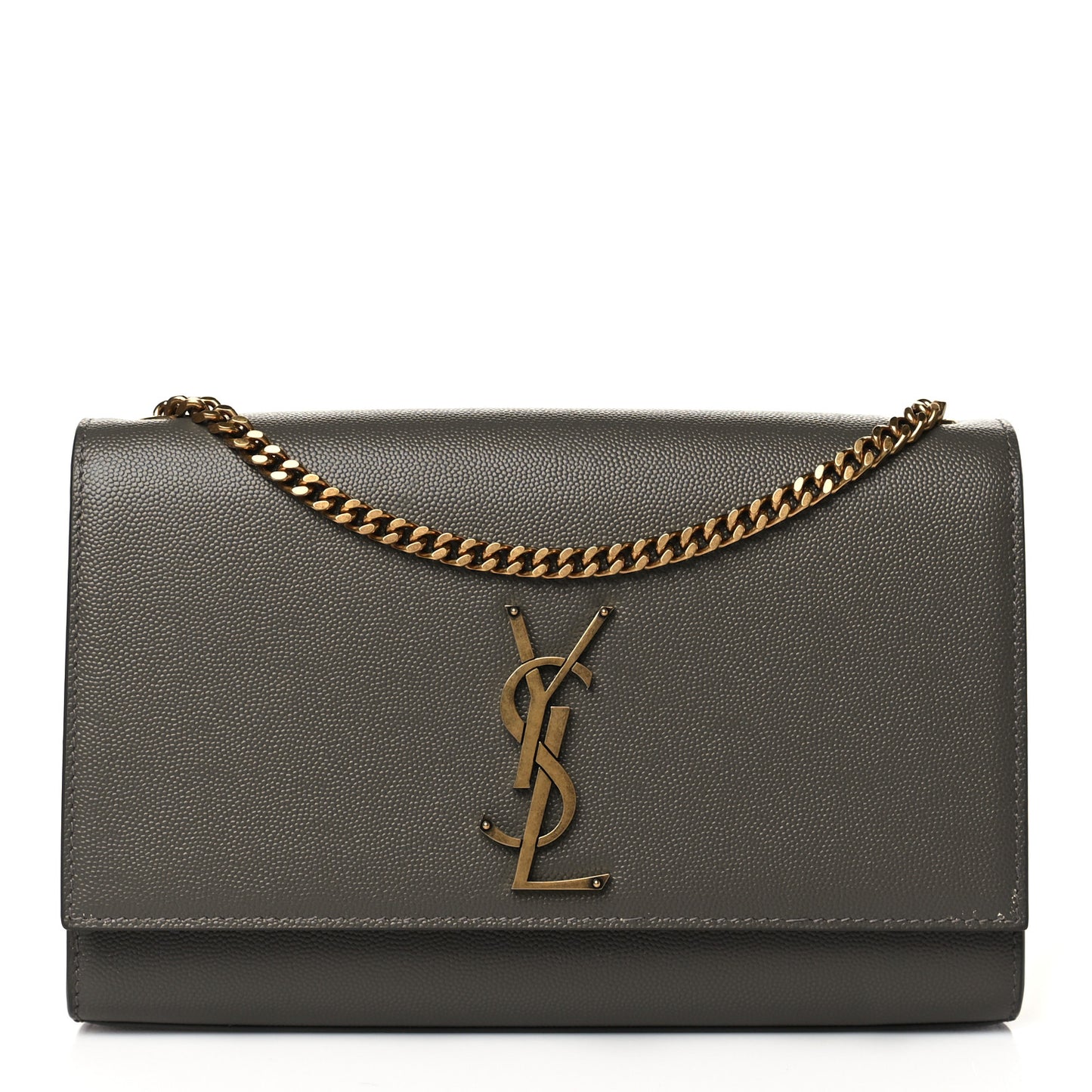 Grain De Poudre Medium Classic Monogram Kate Satchel Earth Grey