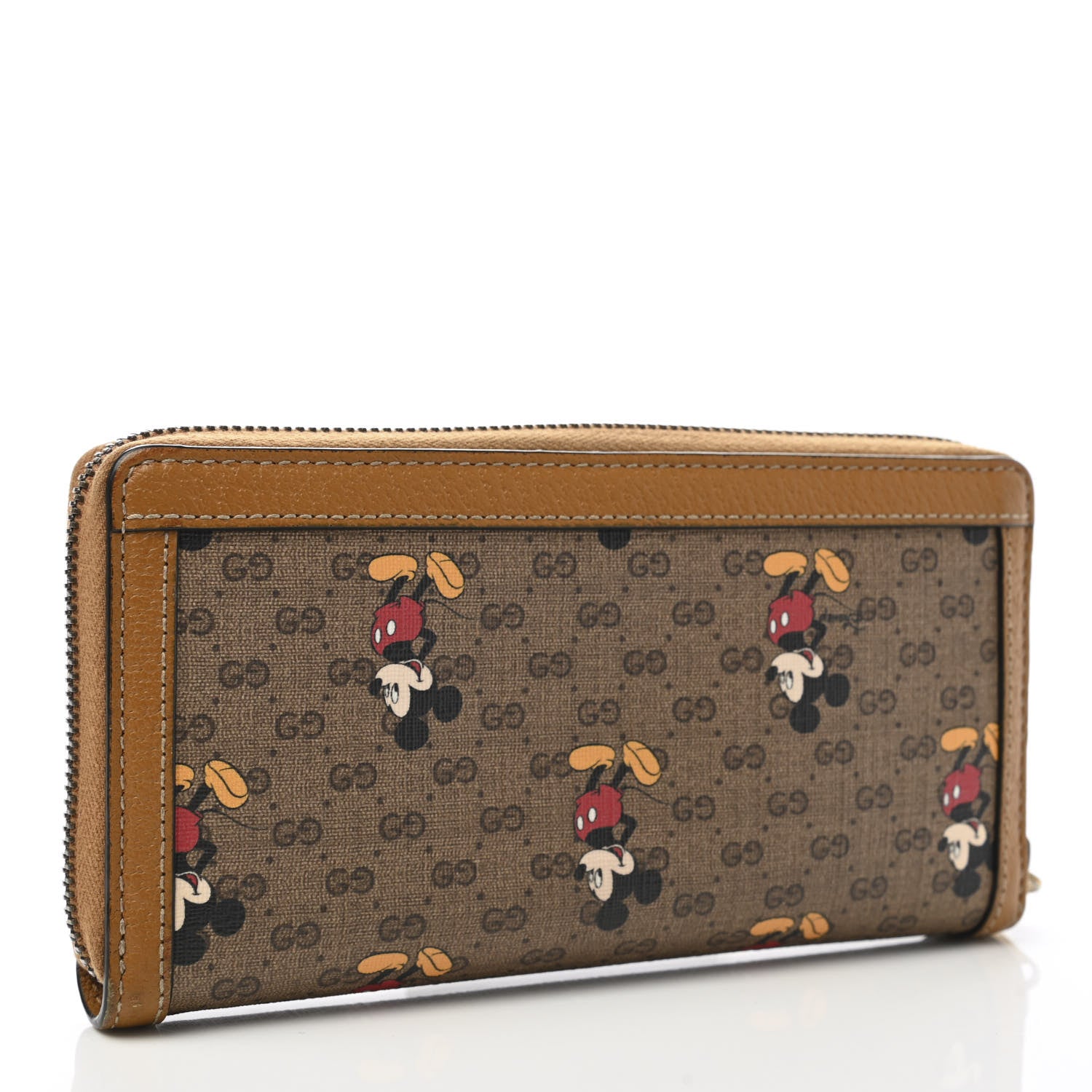 Gucci X DISNEY Mini Vintage GG Supreme Monogram Mickey Mouse Zip Around Wallet Beige Vintage Sun Oil 3 of 9