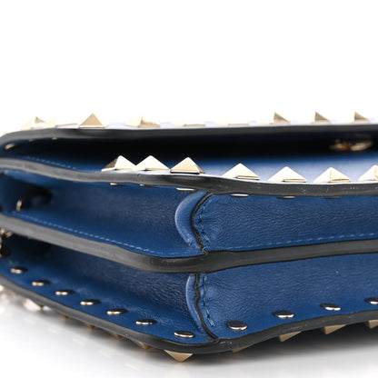 Valentino Garavani Calfskin Rockstud Flap Wallet on Chain Blue China 8 of 10