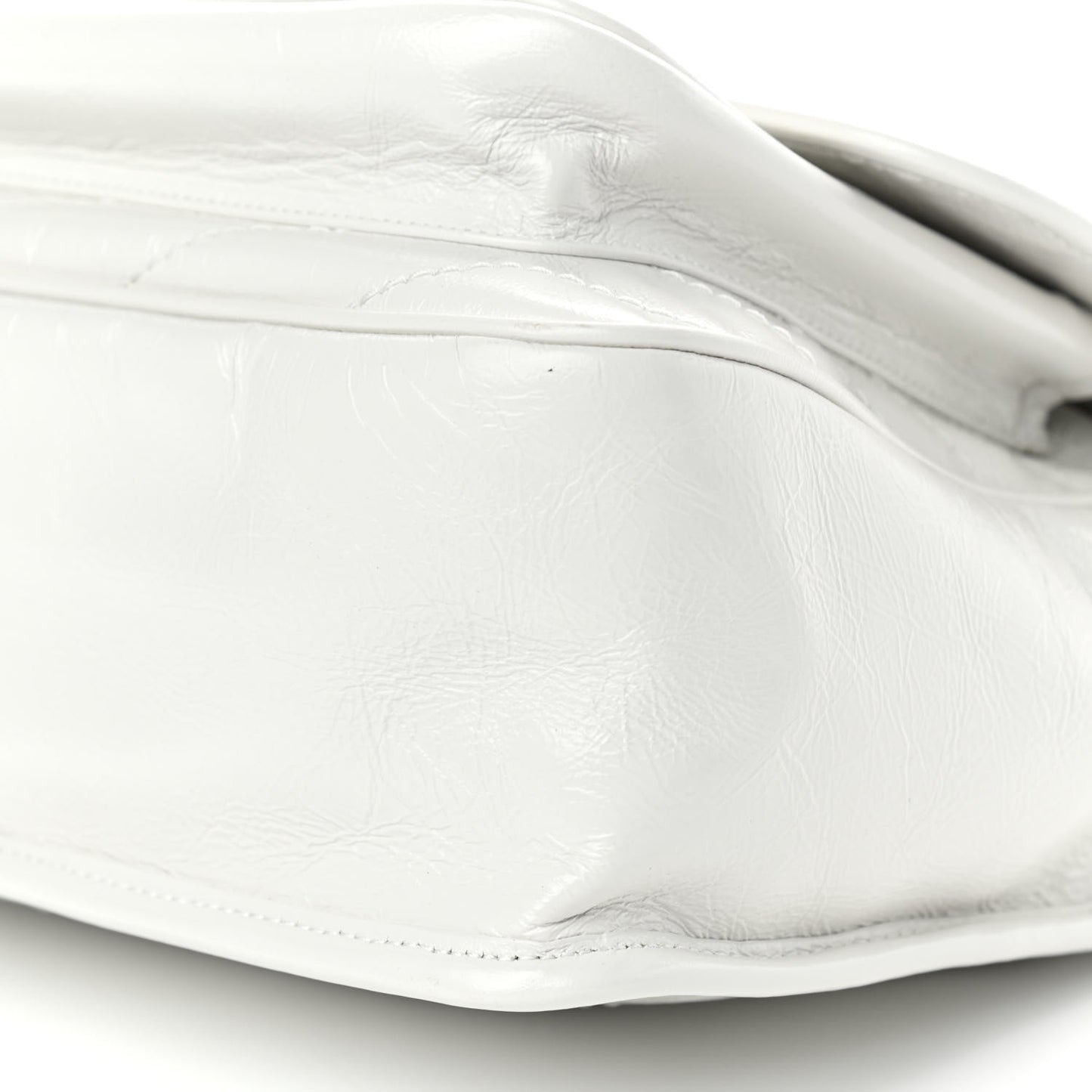 Crinkled Calfskin Matelasse Monogram Medium Niki Chain Satchel Pearl White
