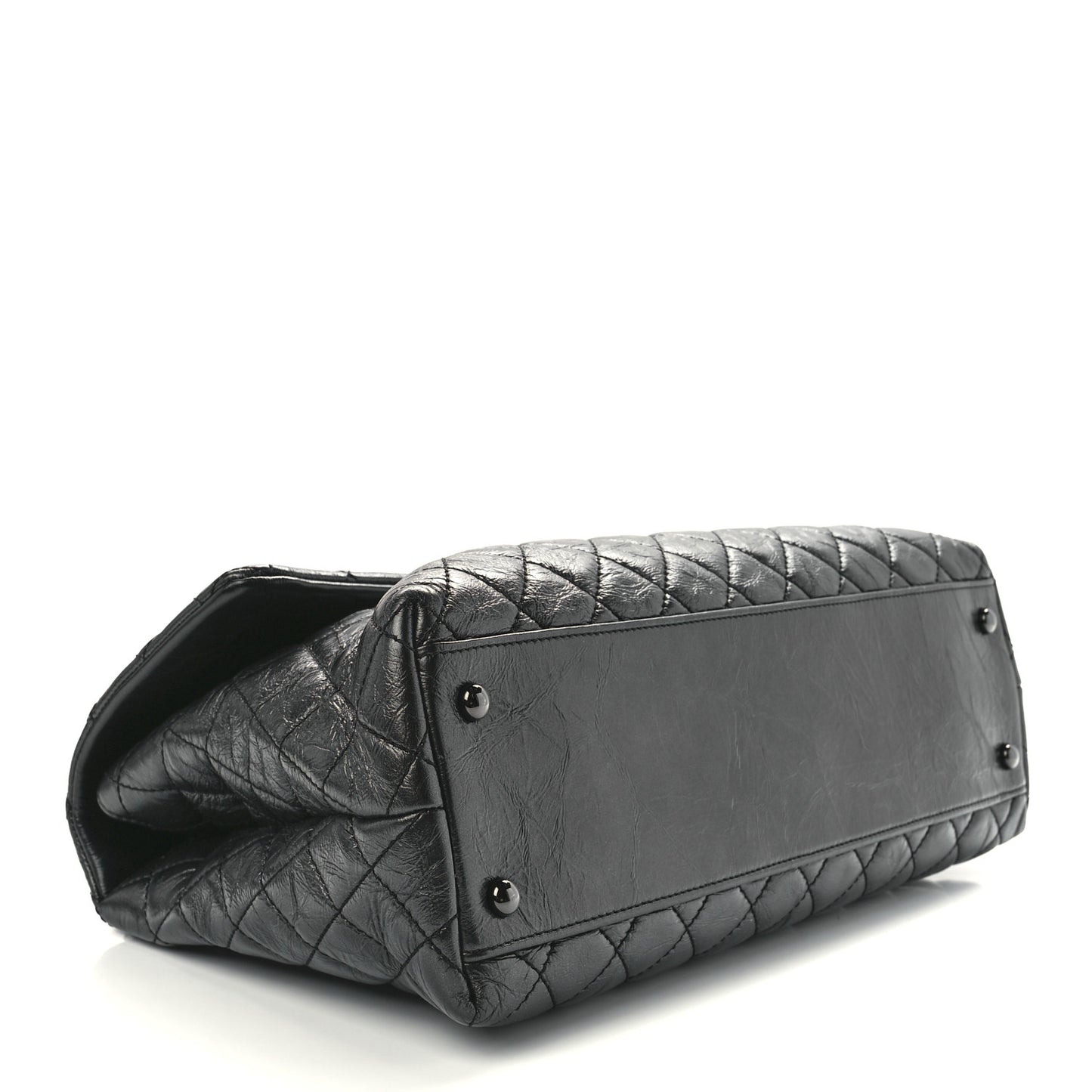 Aged Calfskin Quilted Medium Coco Handle Flap So Black