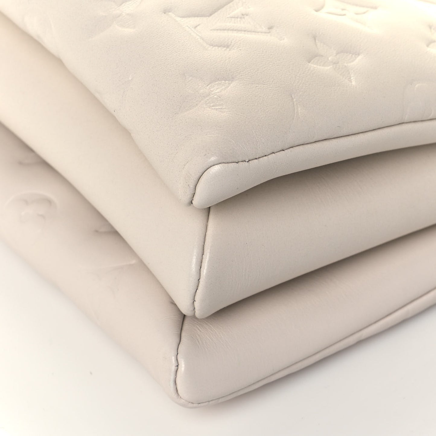Lambskin Embossed Monogram Coussin PM Cream