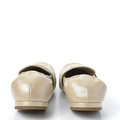 Chanel Laminated Lambskin Womens Quilted Elastic CC Moccasin Loafers 36.5 Beige 7 of 11