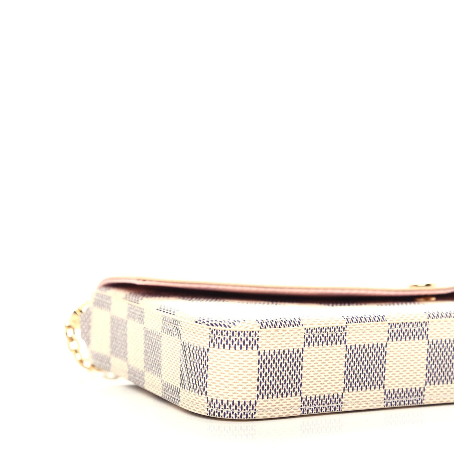 Damier Azur Pochette Felicie Chain Wallet Rose Ballerine