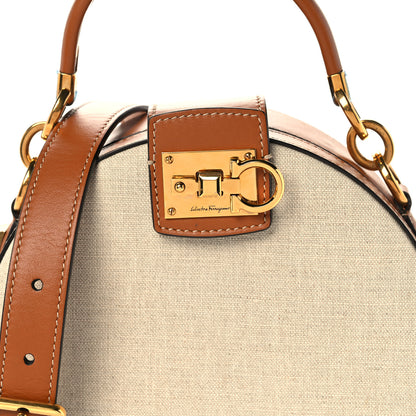 Salvatore Ferragamo Calfskin Canvas The Studio Round Crossbody Tan 12 of 12