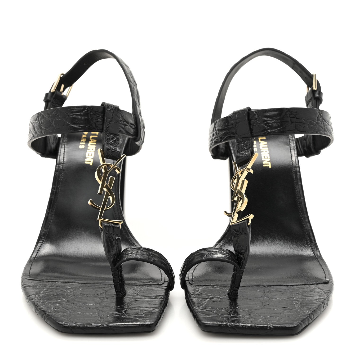 Saint Laurent Calfskin Cassandra 75 Sandals 39.5 Black 3 of 10