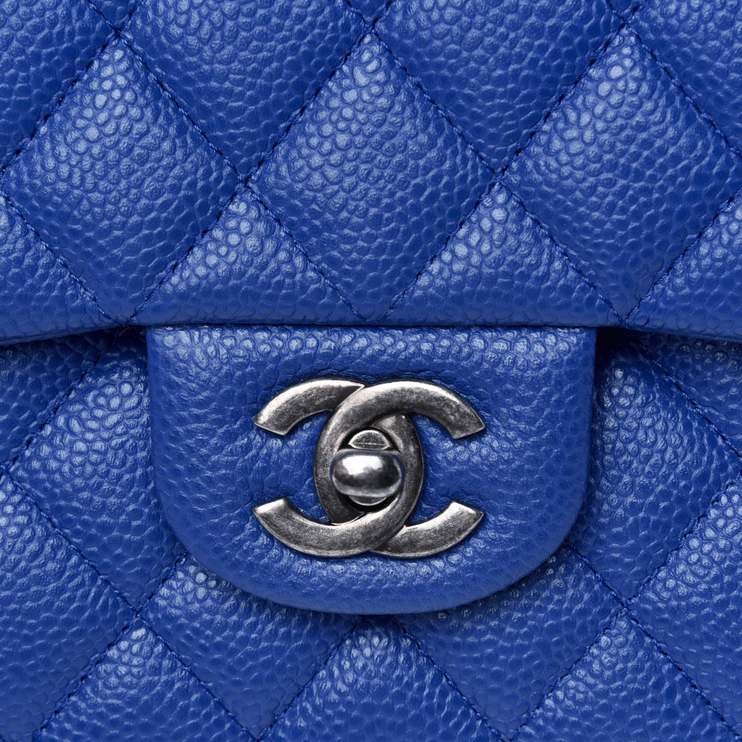 Chanel Caviar Quilted Medium Double Flap Blue 10 of 13