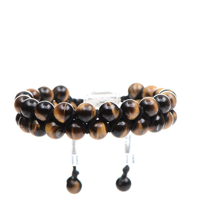 David Yurman Sterling Silver Tiger's Eye Two Row 8mm Spiritual Beads Bracelet 1 of 6