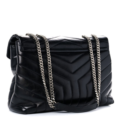 Saint Laurent Calfskin Y Quilted Monogram Medium Loulou Chain Satchel Black 2 of 18
