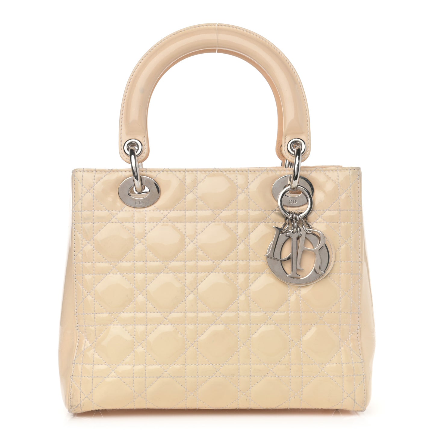 Patent Cannage Medium Lady Dior Beige
