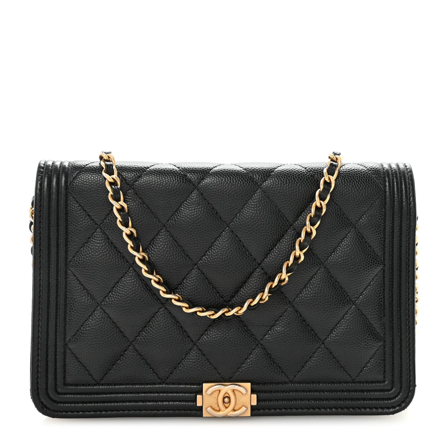 Caviar Quilted Boy Wallet On Chain WOC Black