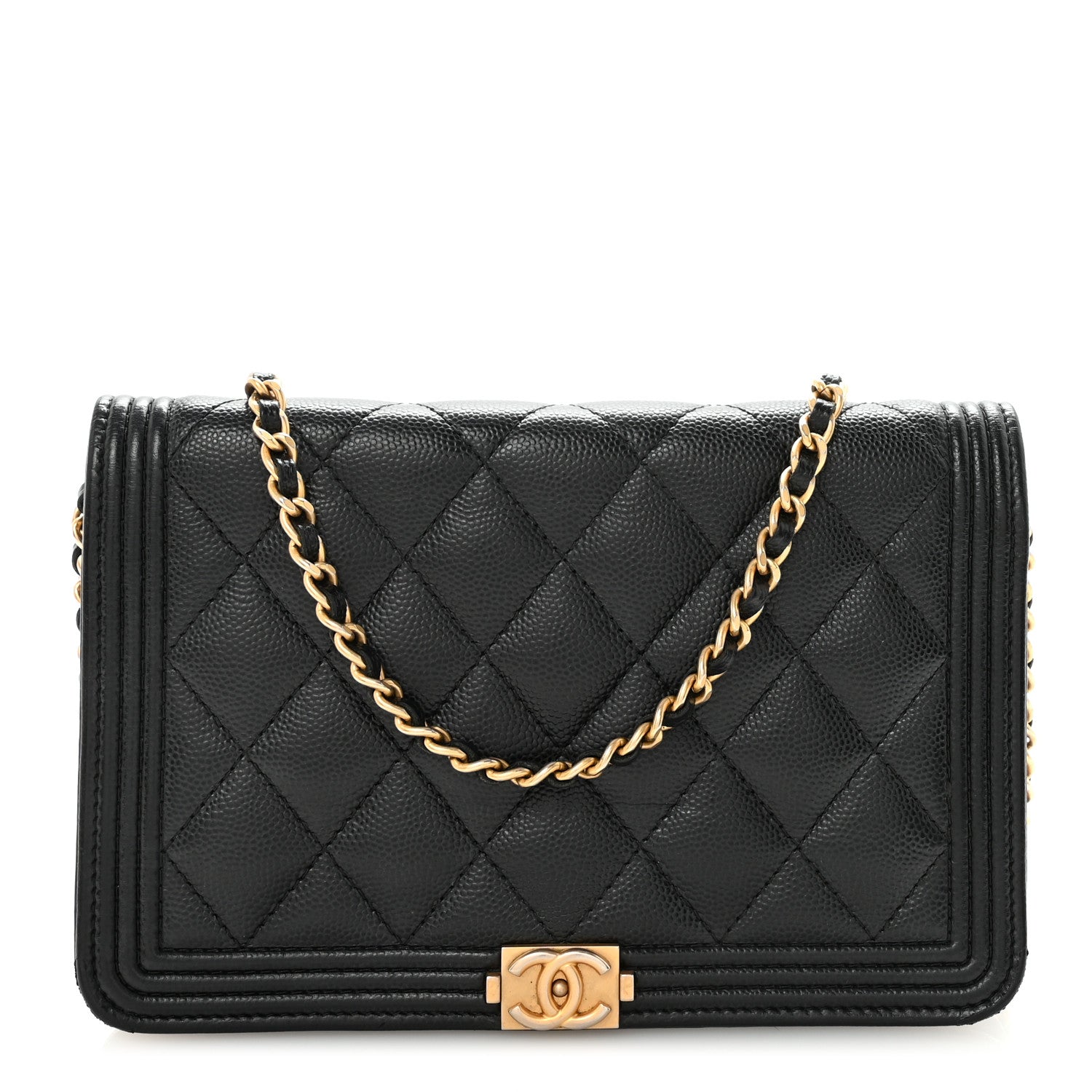 Chanel Caviar Quilted Boy Wallet On Chain WOC Black 1 of 11