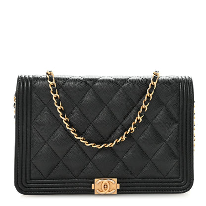 Chanel Caviar Quilted Boy Wallet On Chain WOC Black 1 of 11