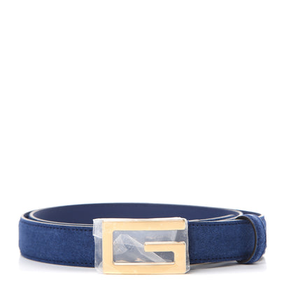 Gucci Suede Icaro G Cube 25mm Belt 85 34 Dark Navy 1 of 6