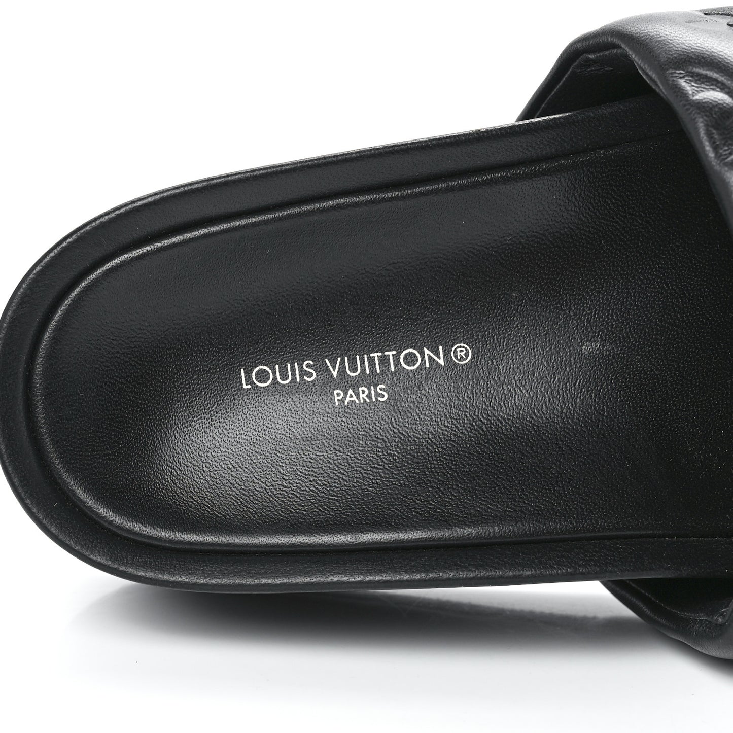 Lambskin Embossed Monogram Jumbo Flatform Mule Sandals 35 Black