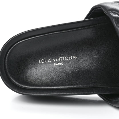 Louis Vuitton Lambskin Embossed Monogram Jumbo Flatform Mule Sandals 35 Black 7 of 9