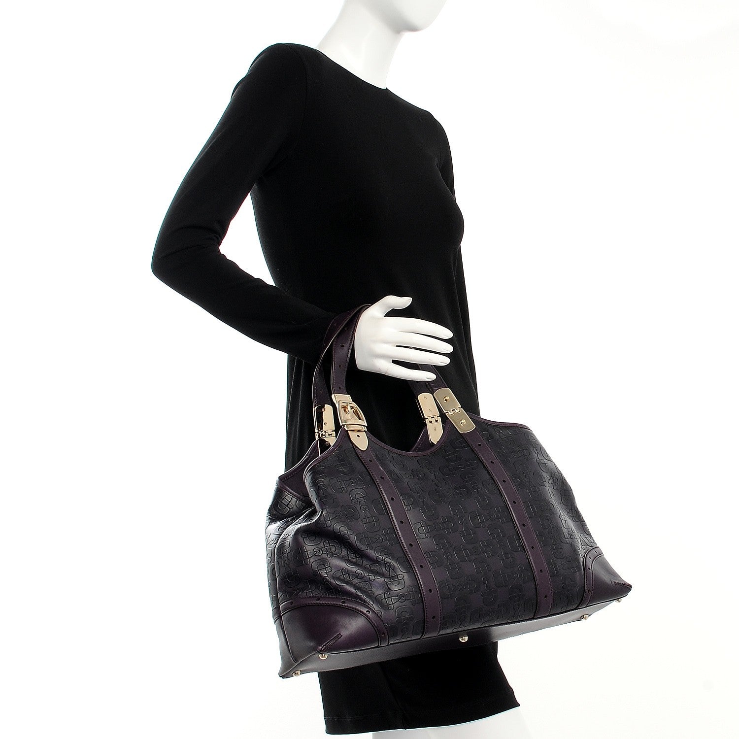 Gucci Calfskin Horsebit Embossed Large Glam Shoulder Bag Purple 2 of 12
