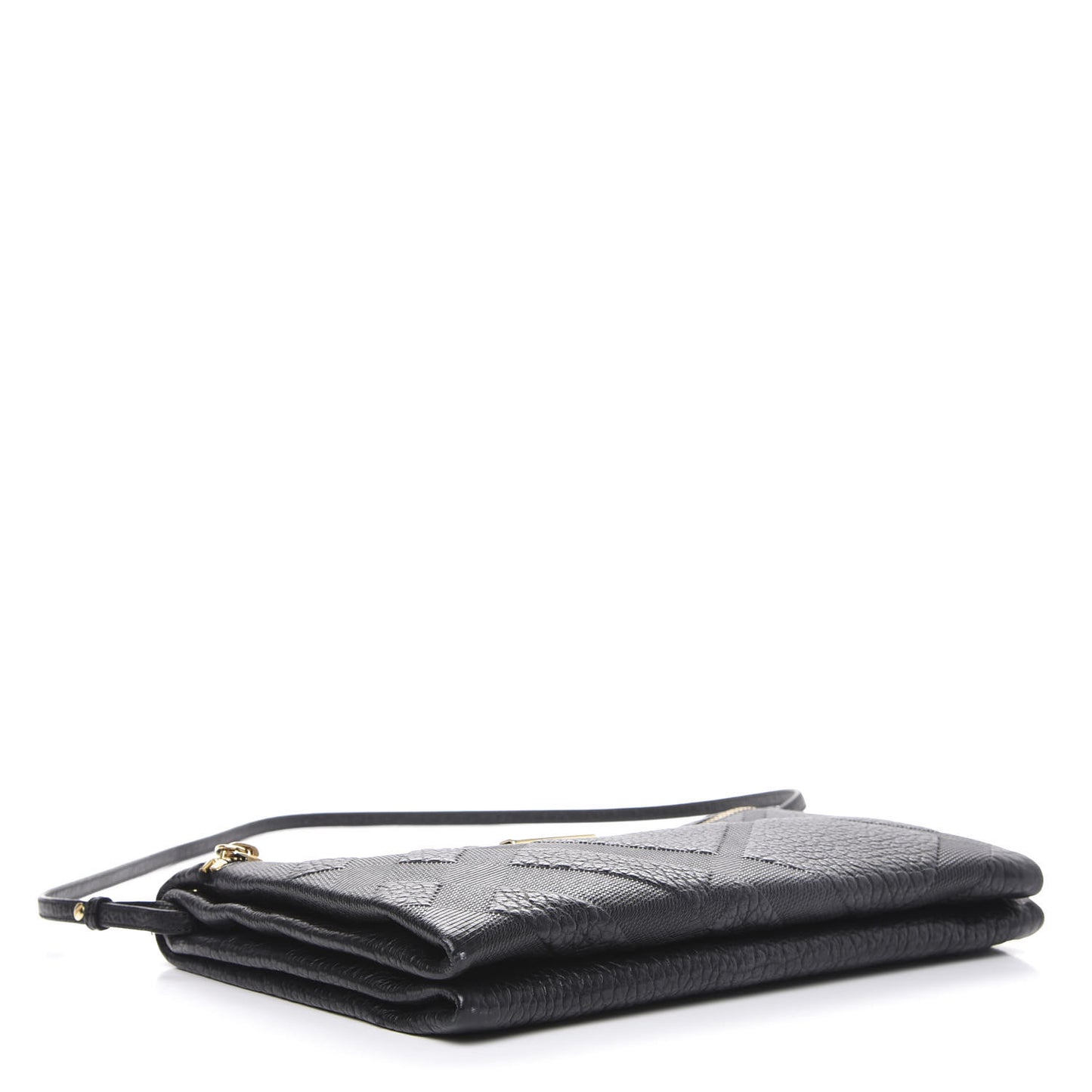 Signature Grain Calfskin Check Embossed Medium Balmoral Clutch Bag Black