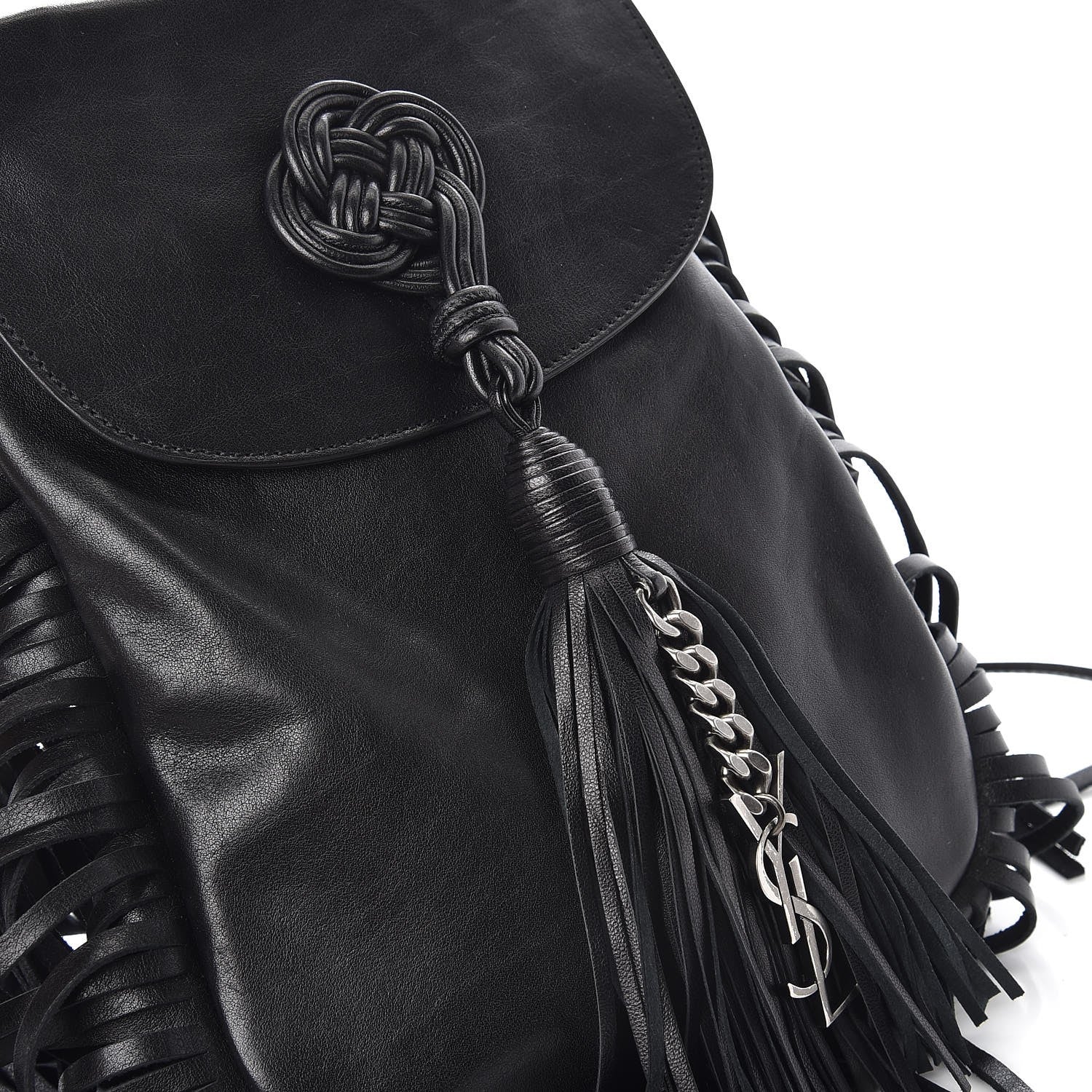 Saint Laurent Lambskin Fringe Small Anita Crossbody Bag Black 8 of 8