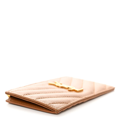 Saint Laurent Grain De Poudre Matelasse Chevron Monogram Fragments Zippered Card Case 4 of 8