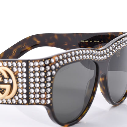 Gucci Acetate Crystal Oversize Hollywood Forever Sunglasses GG0144S Tortoiseshell 7 of 8