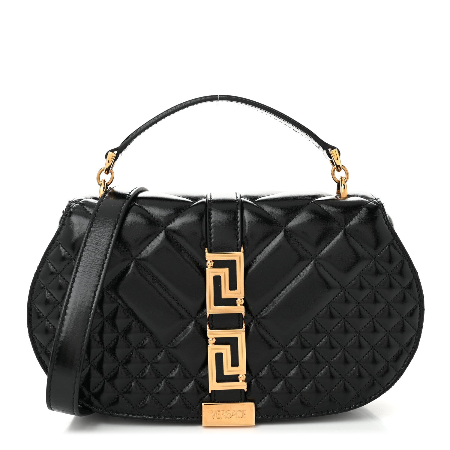 Versace Calfskin Quilted Greca Goddess Shoulder Bag Black 1 of 10