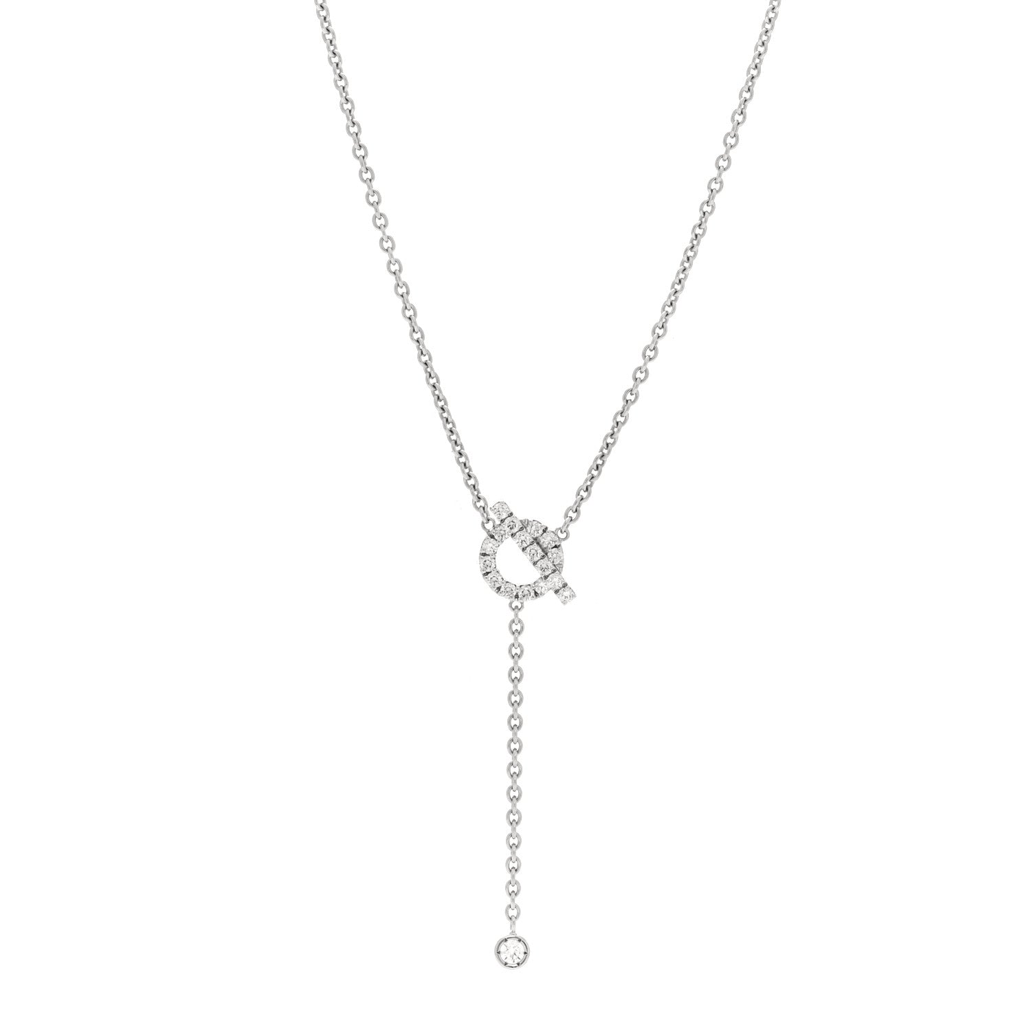 Hermes 18K White Gold Diamond Finesse Lariat Necklace 1 of 6