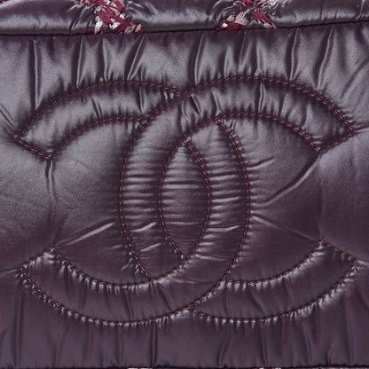 Chanel Nylon Quilted Tweed Stitch Bubble Tote Plum 11 of 12