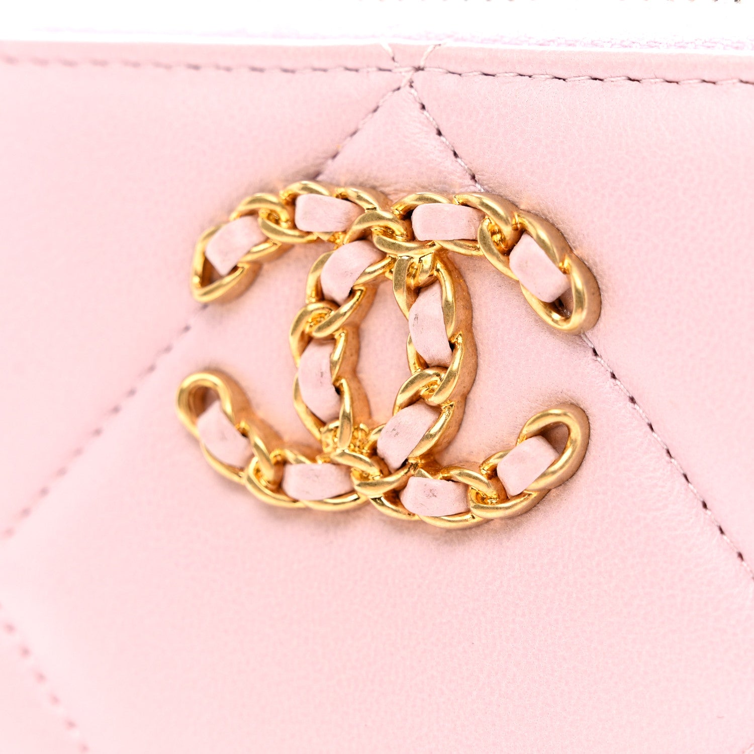 Chanel Lambskin Quilted Chanel 19 Zip Around Coin Purse Wallet Light Pink 8 of 9