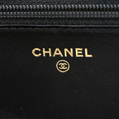 Chanel Lambskin Quilted CC Pearl Crush Wallet on Chain WOC Black 6 of 12