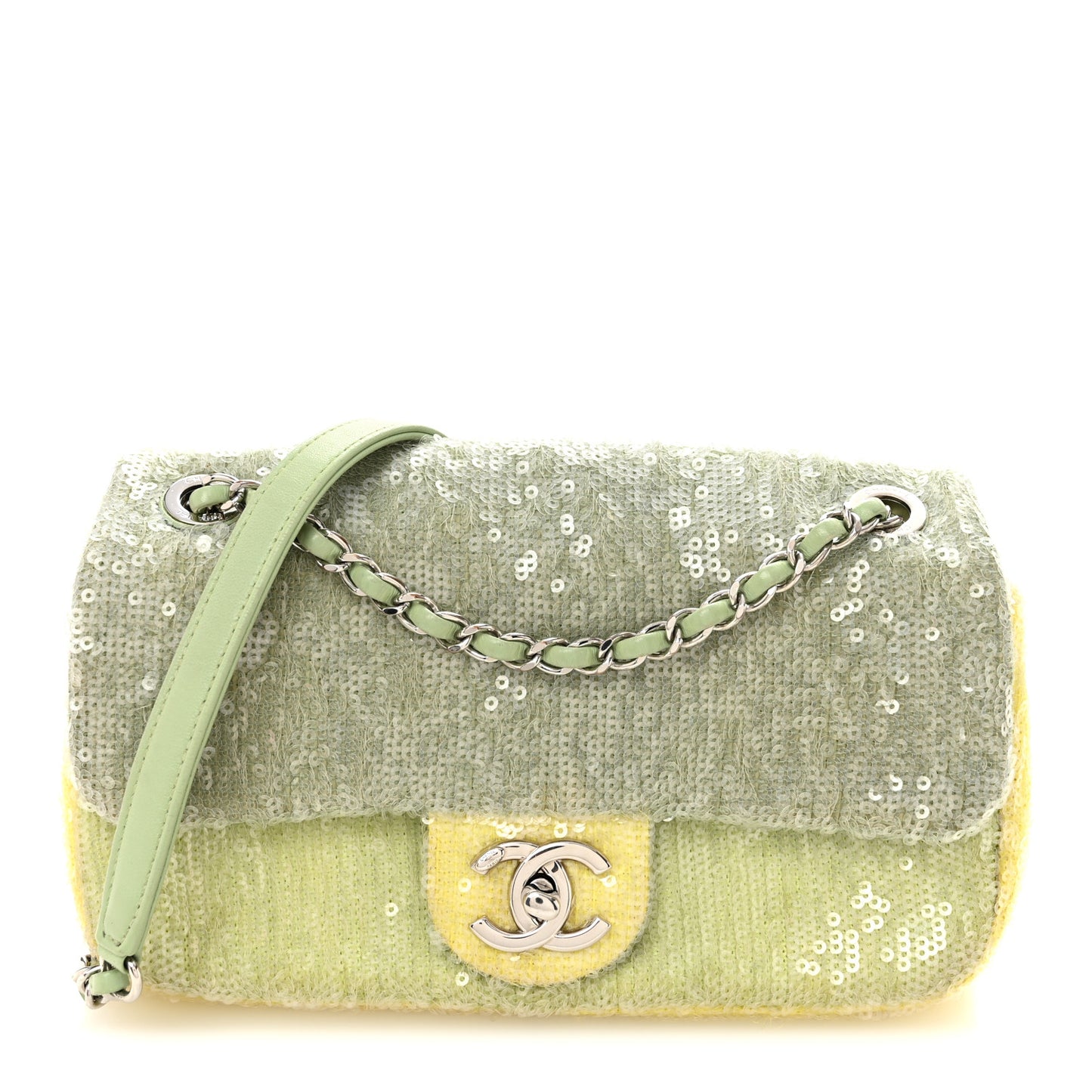 Sequin Mini Waterfall Flap Green Light Green Yellow
