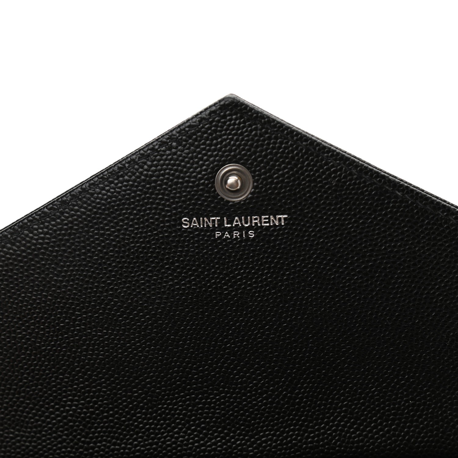 Saint Laurent Grain De Poudre Matelasse Chevron Monogram Chain Wallet Black 6 of 11