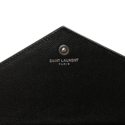 Saint Laurent Grain De Poudre Matelasse Chevron Monogram Chain Wallet Black 6 of 11