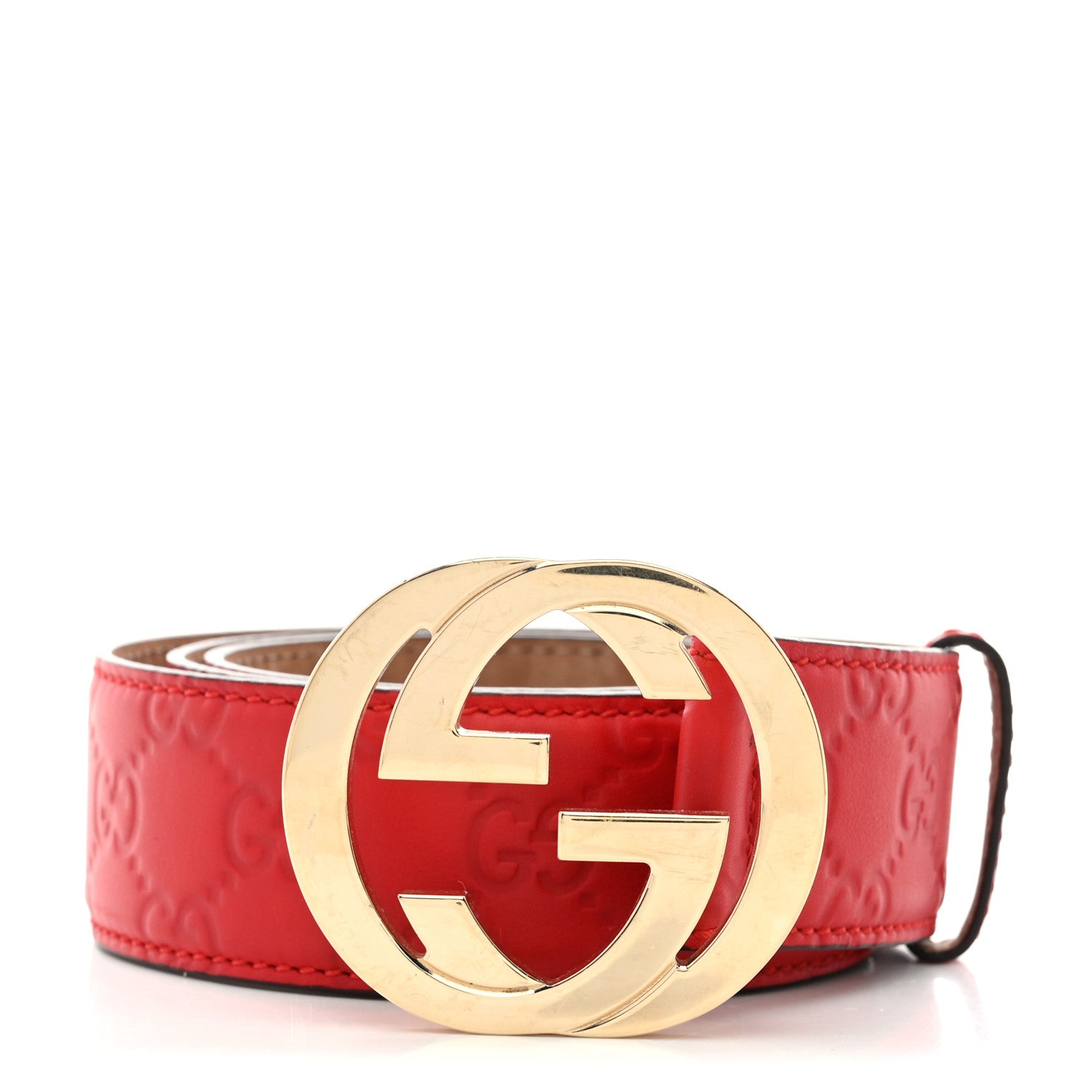 Gucci Guccissima Signature Interlocking G Belt 90 36 Hibiscus Red 1 of 5